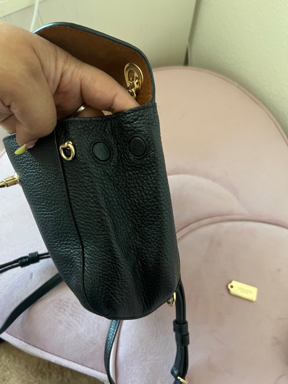 Coach Black Pebbled Leather Mini Backpack with Gold Hardware - Picture 3 of 6